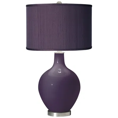 Color Plus Ovo 28 1/2" Faux Silk Shade Quixotic Plum Purple Table Lamp