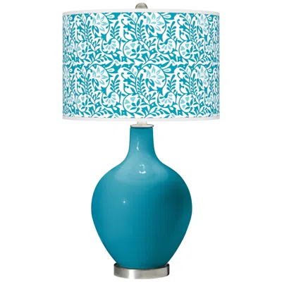 Color Plus Ovo 28 1/2" Gardenia Shade Caribbean Sea Blue Table Lamp