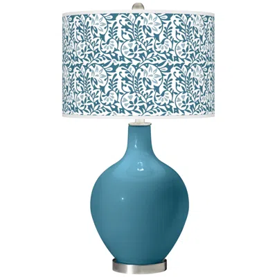 Color Plus Ovo 28 1/2" Gardenia Shade Great Falls Blue Table Lamp