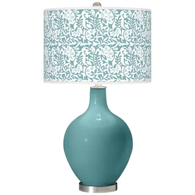 Color Plus Ovo 28 1/2" Gardenia Shade Reflecting Pool Blue Table Lamp