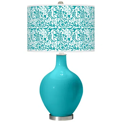 Color Plus Ovo 28 1/2" Gardenia Shade Surfer Blue Glass Table Lamp