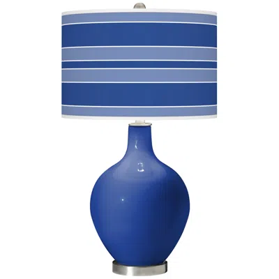 Color Plus Ovo 28 1/2" High Bold Stripe Shade Dazzling Blue Table Lamp