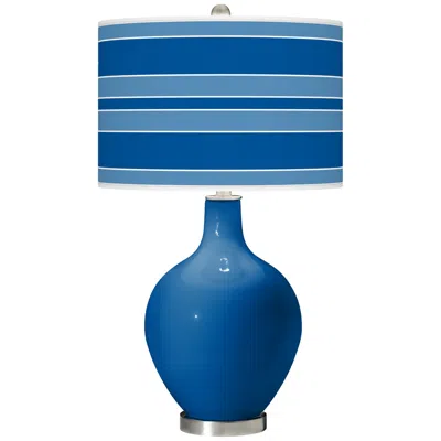 Color Plus Ovo 28 1/2" High Bold Stripe Shade Hyper Blue Table Lamp