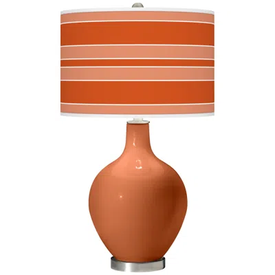 Color Plus Ovo 28 1/2" High Bold Stripe Shade Robust Orange Table Lamp