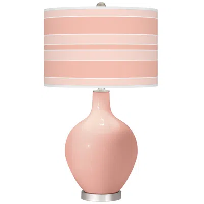 Color Plus Ovo 28 1/2" High Bold Stripe Shade Rustique Pink Table Lamp