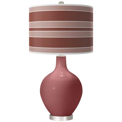 Color Plus Ovo 28 1/2" High Bold Stripe Shade Toile Red Table Lamp
