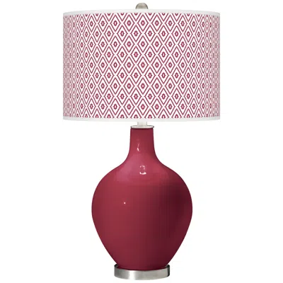 Color Plus Ovo 28 1/2" High Diamonds Shade Antique Red Table Lamp
