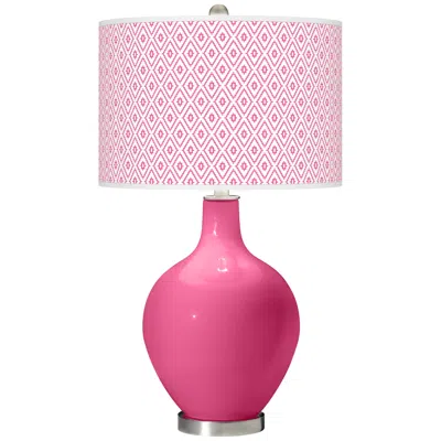 Color Plus Ovo 28 1/2" High Diamonds Shade Blossom Pink Table Lamp
