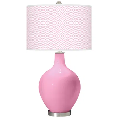 Color Plus Ovo 28 1/2" High Diamonds Shade Candy Pink Table Lamp