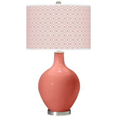 Color Plus Ovo 28 1/2" High Diamonds Shade Coral Reef Pink Table Lamp