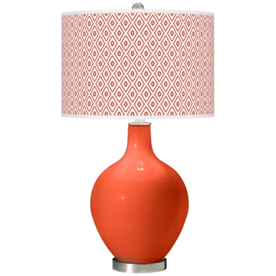 Color Plus Ovo 28 1/2" High Diamonds Shade Daredevil Orange Table Lamp
