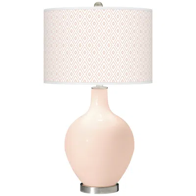 Color Plus Ovo 28 1/2" High Diamonds Shade Linen Pink Table Lamp