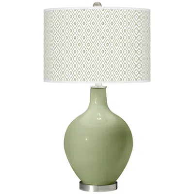 Color Plus Ovo 28 1/2" High Diamonds Shade Majolica Green Table Lamp