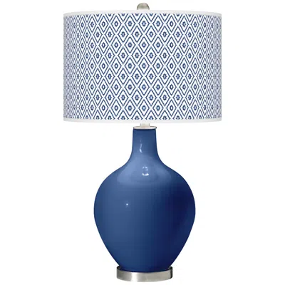 Color Plus Ovo 28 1/2" High Diamonds Shade Monaco Blue Table Lamp