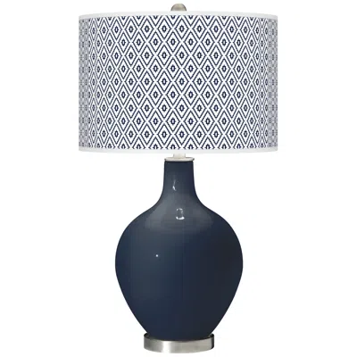 Color Plus Ovo 28 1/2" High Diamonds Shade Naval Blue Table Lamp