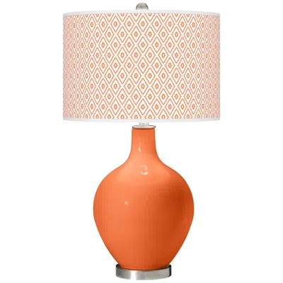 Color Plus Ovo 28 1/2" High Diamonds Shade Nectarine Orange Table Lamp