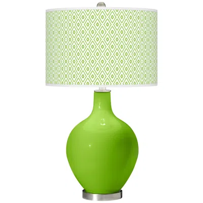 Color Plus Ovo 28 1/2" High Diamonds Shade Neon Green Table Lamp