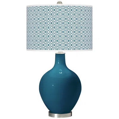 Color Plus Ovo 28 1/2" High Diamonds Shade Oceanside Blue Table Lamp