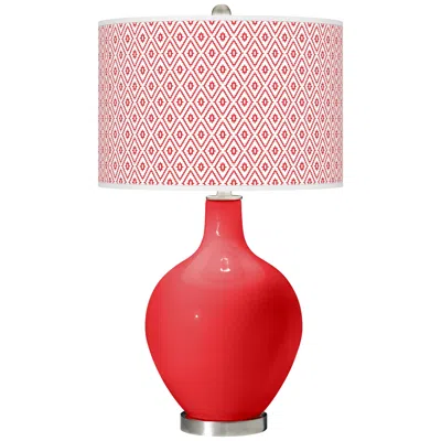 Color Plus Ovo 28 1/2" High Diamonds Shade Poppy Red Table Lamp