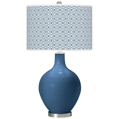 Color Plus Ovo 28 1/2" High Diamonds Shade Regatta Blue Table Lamp