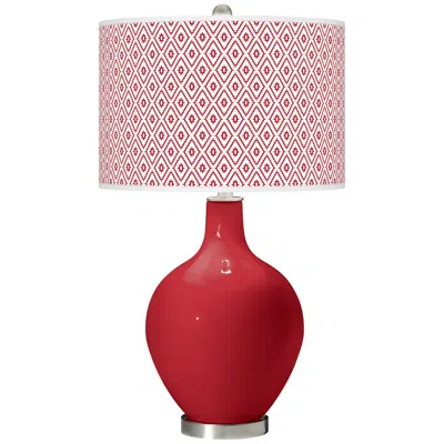 Color Plus Ovo 28 1/2" High Diamonds Shade Ribbon Red Table Lamp
