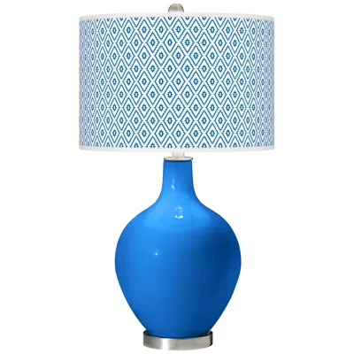 Color Plus Ovo 28 1/2" High Diamonds Shade Royal Blue Table Lamp