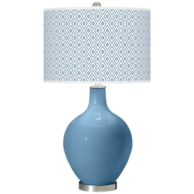 Color Plus Ovo 28 1/2" High Diamonds Shade Secure Blue Table Lamp