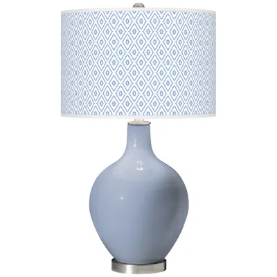 Color Plus Ovo 28 1/2" High Diamonds Shade Sky Blue Table Lamp