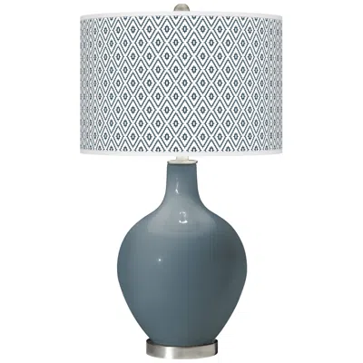 Color Plus Ovo 28 1/2" High Diamonds Shade Smoky Blue Table Lamp