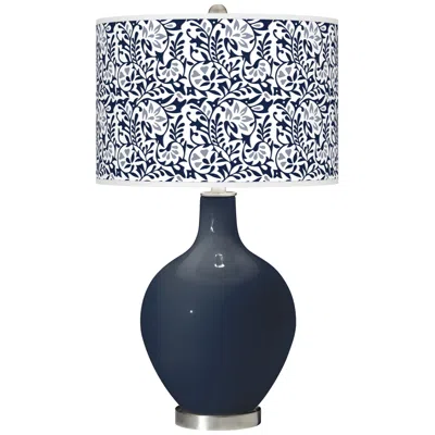 Color Plus Ovo 28 1/2" High Gardenia Shade Naval Blue Table Lamp