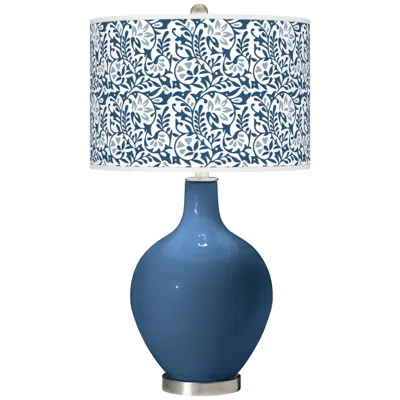 Color Plus Ovo 28 1/2" High Gardenia Shade Regatta Blue Table Lamp