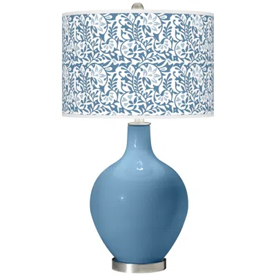 Color Plus Ovo 28 1/2" High Gardenia Shade Secure Blue Table Lamp