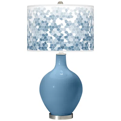 Color Plus Ovo 28 1/2" High Mosaic Shade Secure Blue Table Lamp