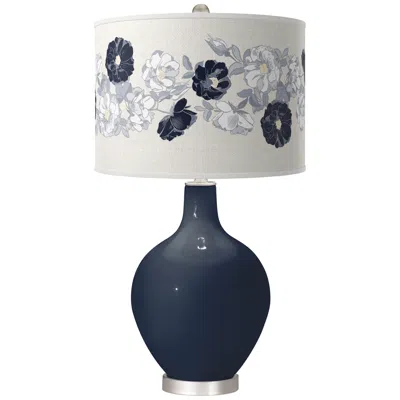 Color Plus Ovo 28 1/2" High Rose Bouquet Naval Blue Table Lamp