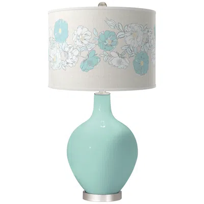 Color Plus Ovo 28 1/2" High Rose Bouquet Shade Cay Blue Table Lamp
