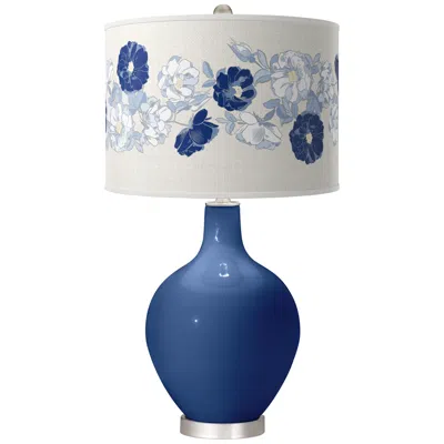 Color Plus Ovo 28 1/2" High Rose Bouquet Shade Monaco Blue Table Lamp