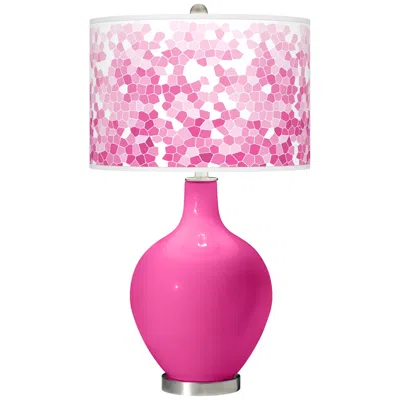 Color Plus Ovo 28 1/2" Mosaic Pattern Shade Fuchsia Pink Table Lamp