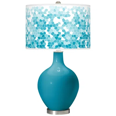 Color Plus Ovo 28 1/2" Mosaic Shade Caribbean Sea Blue Table Lamp