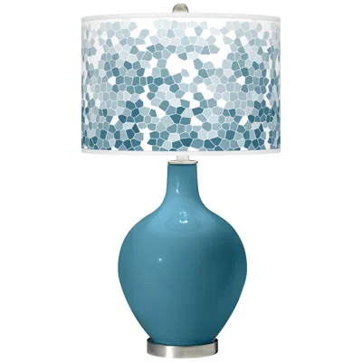 Color Plus Ovo 28 1/2" Mosaic Shade Great Falls Blue Table Lamp