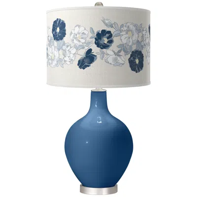 Color Plus Ovo 28 1/2" Rose Bouquet Regatta Blue Table Lamp