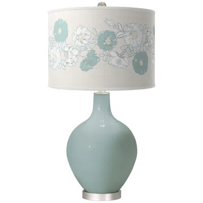 Color Plus Ovo 28 1/2" Rose Bouquet Shade Aqua-sphere Blue Table Lamp