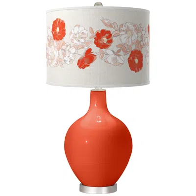 Color Plus Ovo 28 1/2" Rose Bouquet Shade Daredevil Orange Table Lamp
