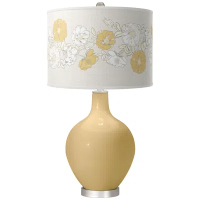 Color Plus Ovo 28 1/2" Rose Bouquet Shade Humble Gold Table Lamp