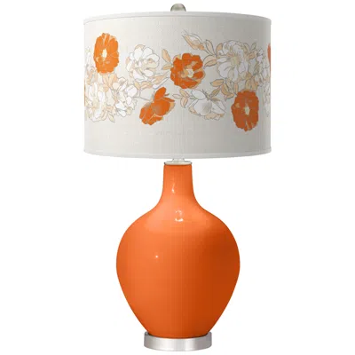 Color Plus Ovo 28 1/2" Rose Bouquet Shade Invigorate Orange Table Lamp