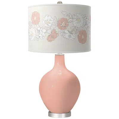 Color Plus Ovo 28 1/2" Rose Bouquet Shade Mellow Coral Pink Table Lamp