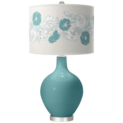 Color Plus Ovo 28 1/2" Rose Bouquet Shade Reflecting Pool Blue Lamp