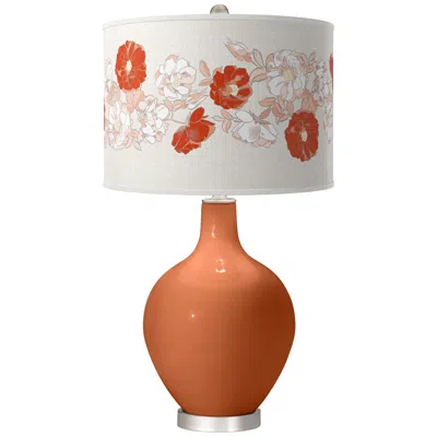 Color Plus Ovo 28 1/2" Rose Bouquet Shade Robust Orange Table Lamp