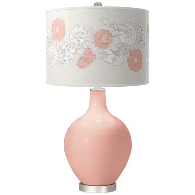 Color Plus Ovo 28 1/2" Rose Bouquet Shade Rustique Pink Table Lamp