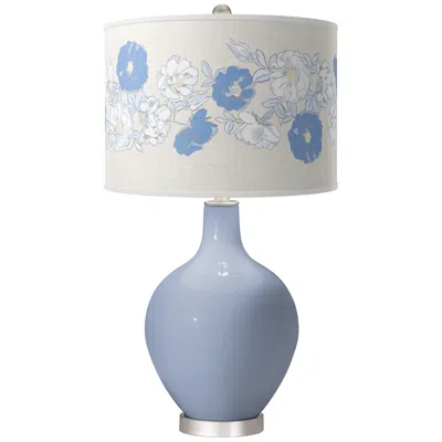 Color Plus Ovo 28 1/2" Rose Bouquet Shade Sky Blue Table Lamp