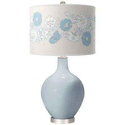 Color Plus Ovo 28 1/2" Rose Bouquet Shade Take Five Blue Table Lamp